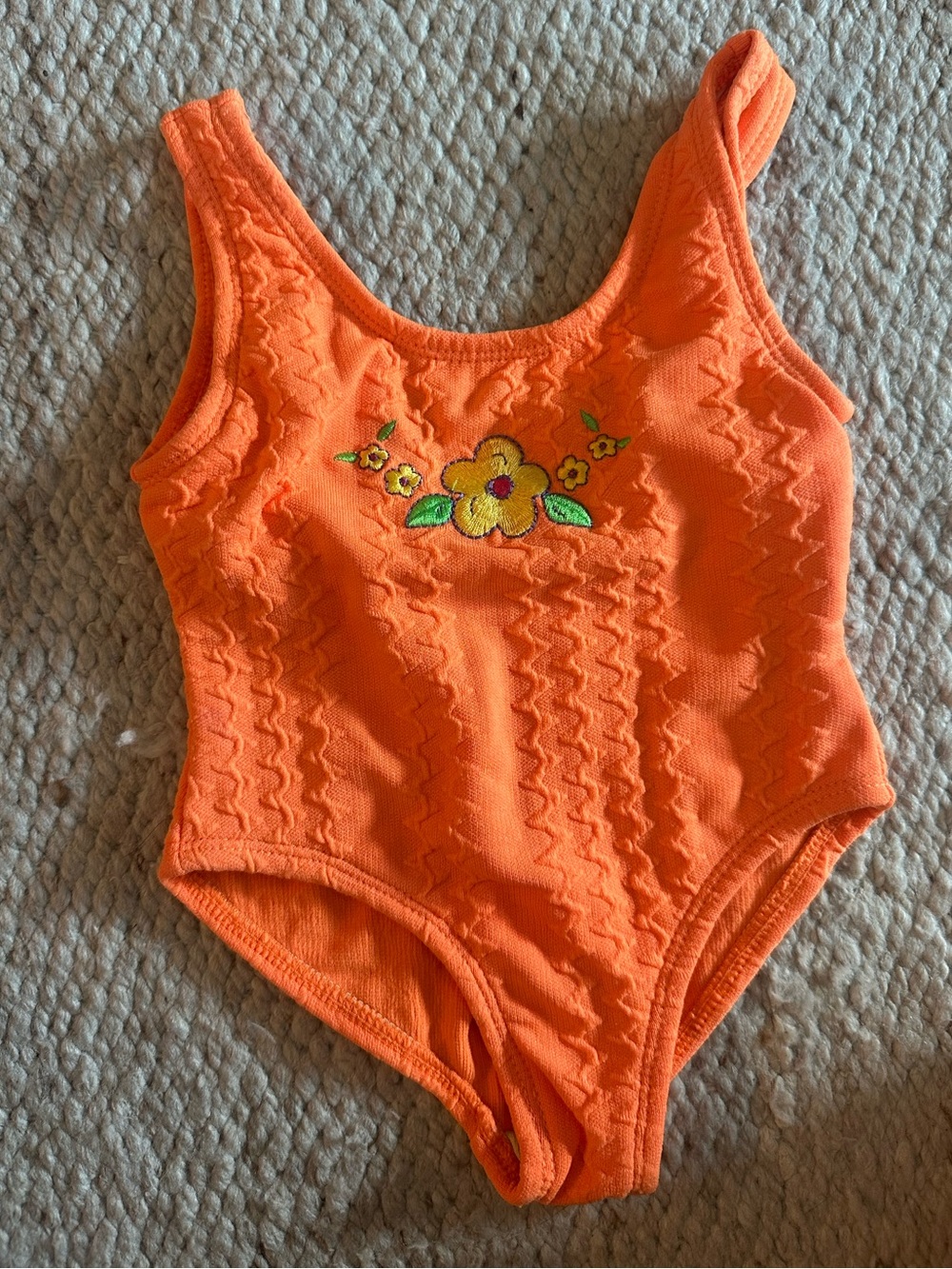 Vintage McDonalds McKids Baby Swimsuit 12 Months Orange Floral One Piece 90s
